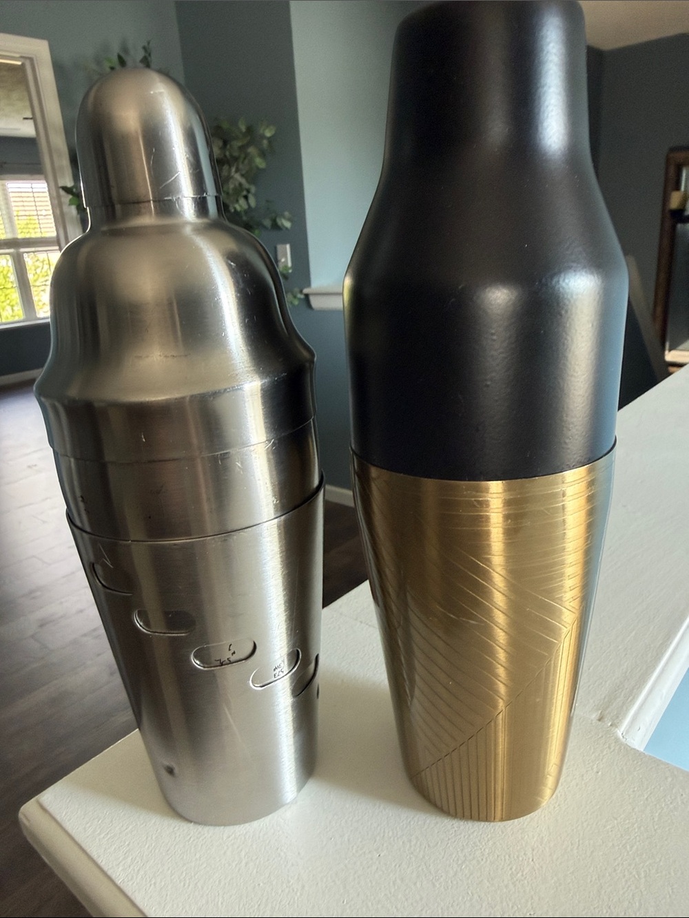 Stainless Steel & Black/Gold Cocktail Shaker Set